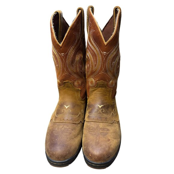 Justin Western Boots Brown Leather Size 7 - Picture 3 of 11